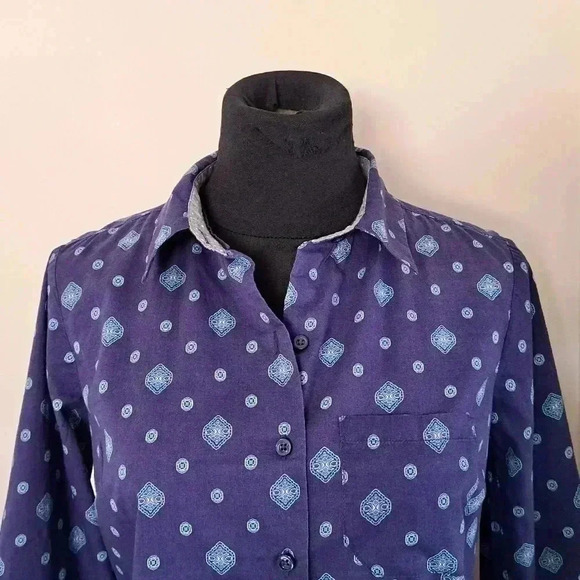 ❤️ Smart Set Long Sleeve Patterned Blouse Size Small - Picture 4 of 12